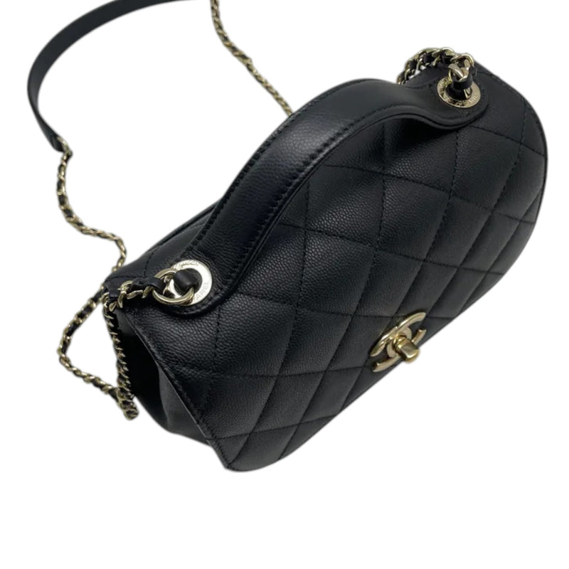 Business Affinity Flap Small Caviar Quilted Black LGHW
