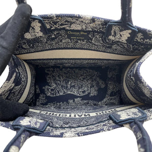 Book Tote Small Dioriviera Toile De Jouy Canvas Blue