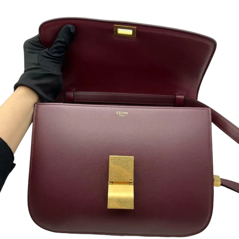 Classic Box Flap Medium Calfskin Burgundy GHW