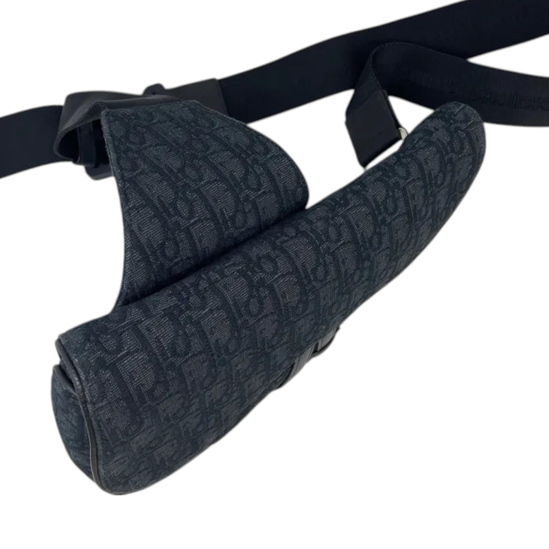 Mens Saddle Bag Oblique Canvas Black SHW