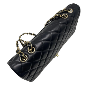 Jumbo Single Flap Lambskin Quilted Black GHW