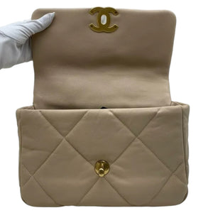 Lambskin Quilted Chanel 19 Flap Small Beige MHW