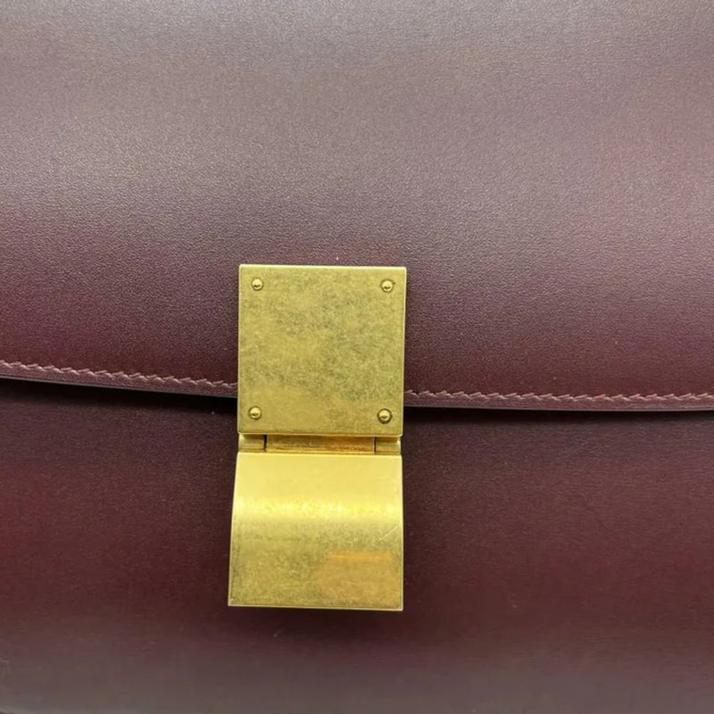 Classic Box Flap Medium Calfskin Burgundy GHW