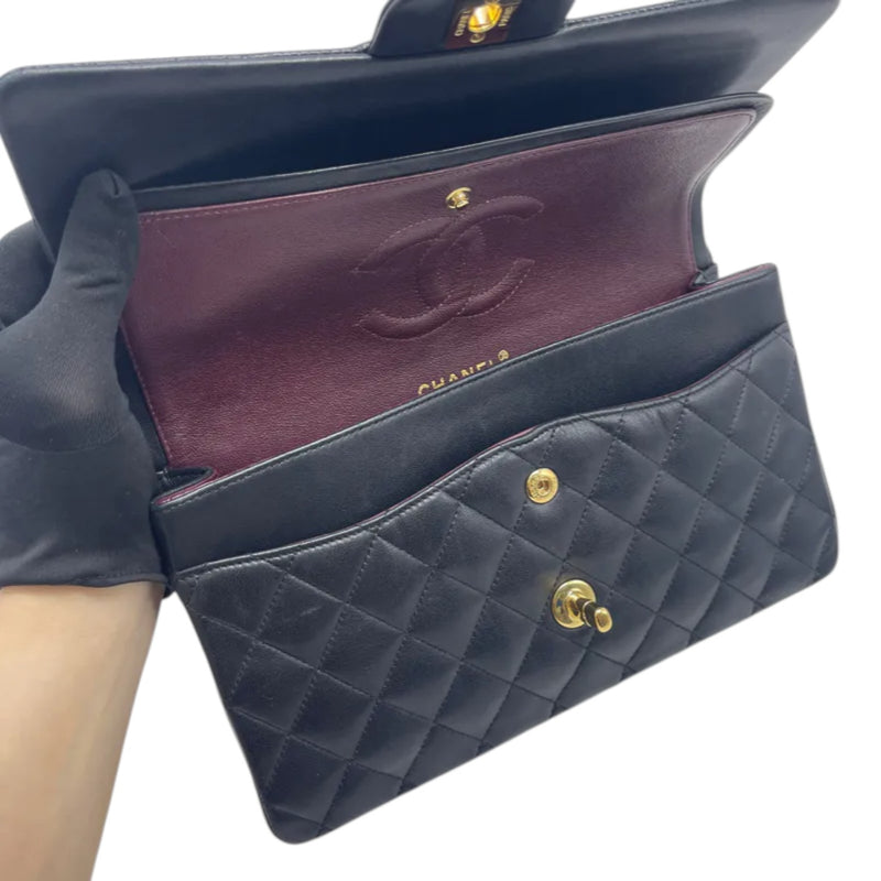 Classic Double Flap Medium Lambskin Quilted Black GHW