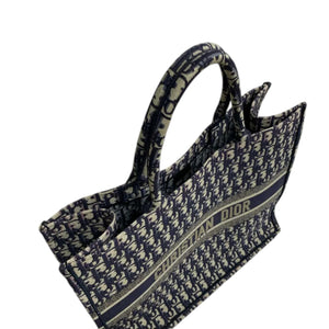 Book Tote Large Oblique Canvas Navy Multicolor