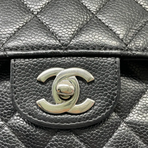 Classis Double Flap Medium Caviar Quilted Black SHW