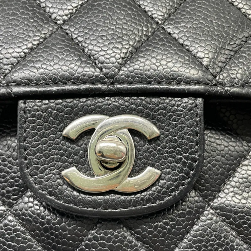 Classis Double Flap Medium Caviar Quilted Black SHW