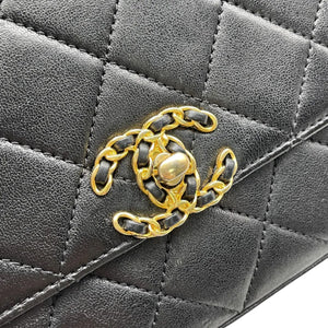 Chain Infinity Top Handle Flap Small Lambskin Black GHW