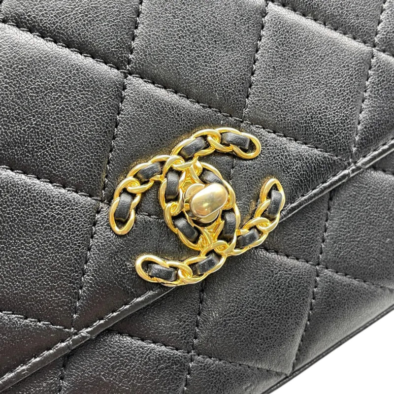 Chain Infinity Top Handle Flap Small Lambskin Black GHW