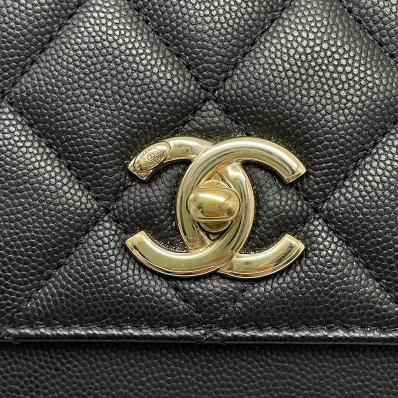 Business Affinity Flap Small Caviar Quilted Black LGHW