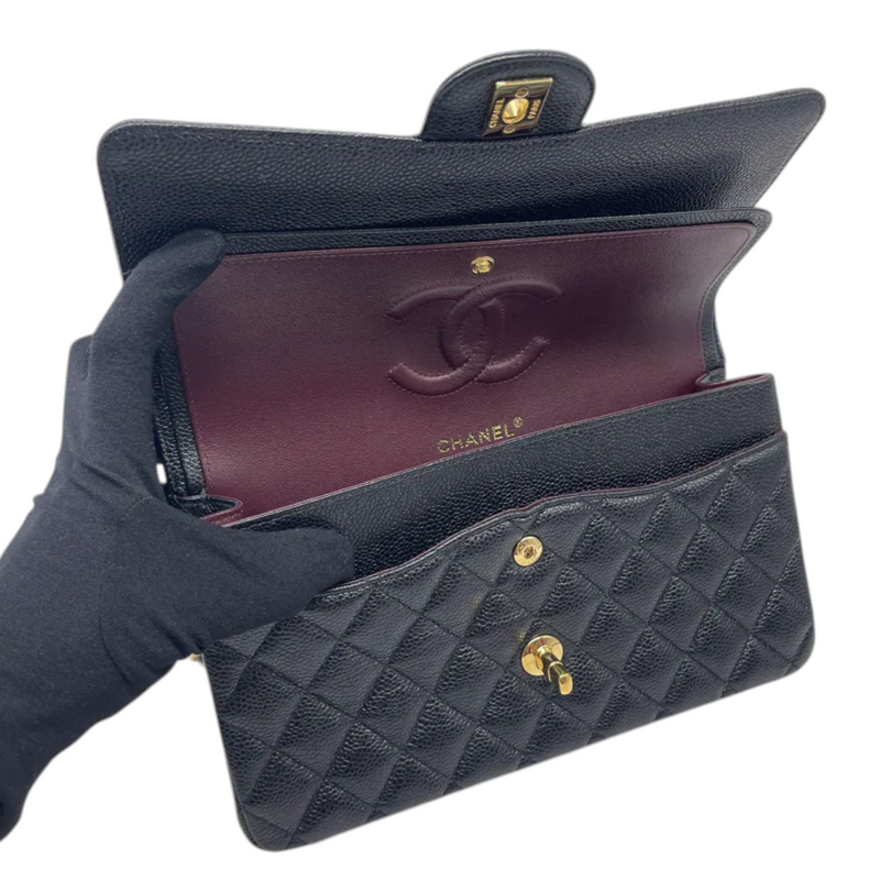 Classic Double Flap Medium Caviar Black GHW