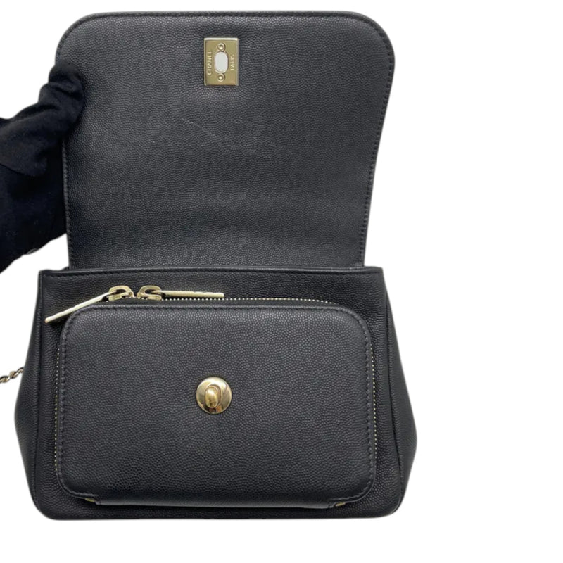 Business Affinity Flap Small Caviar Quilted Black LGHW