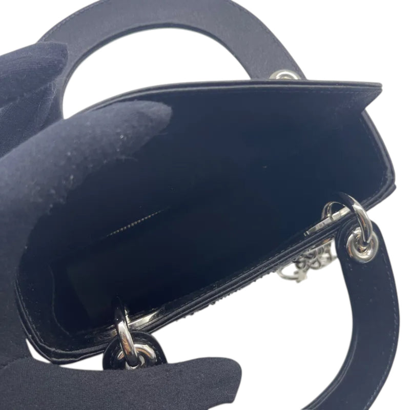Lady Dior Mini Satin Crystal Cannage Black SHW
