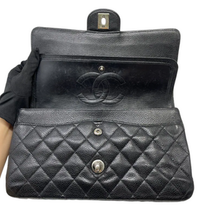 Classis Double Flap Medium Caviar Quilted Black SHW