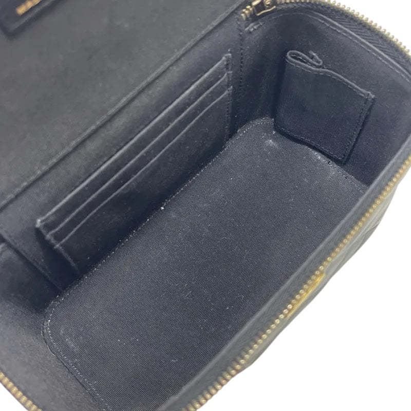 Top Handle Vanity Case Small Lambskin Black GHW