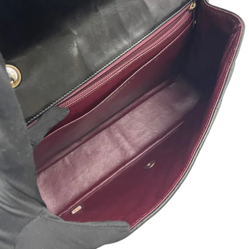 Jumbo Single Flap Lambskin Quilted Black GHW