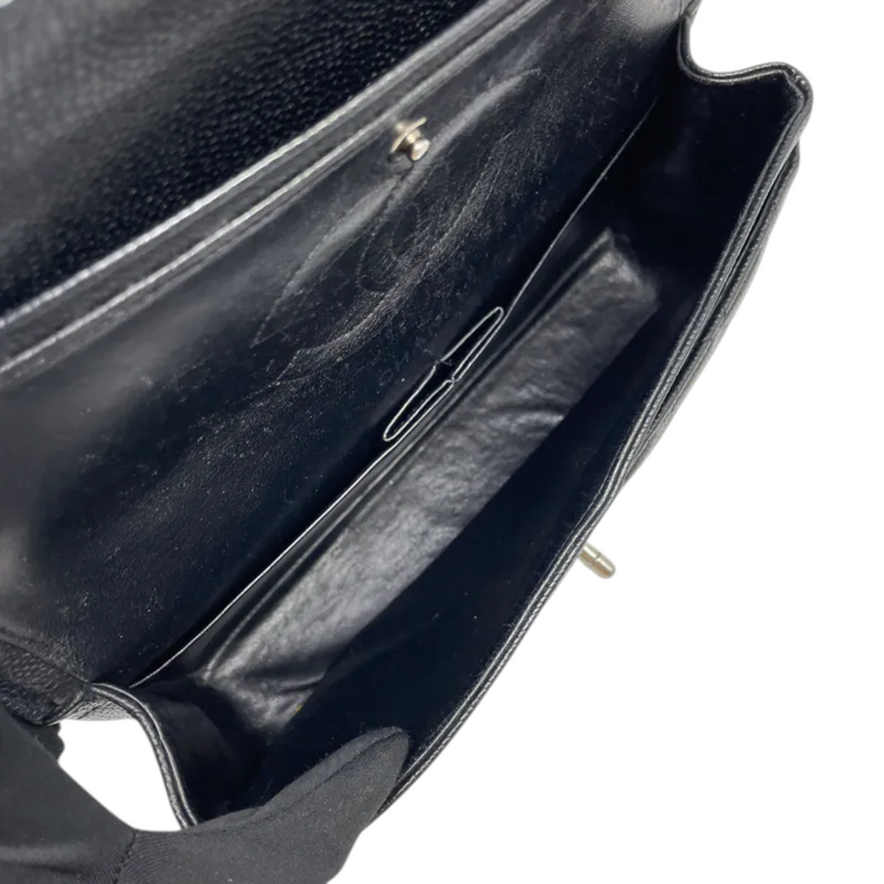 Classis Double Flap Medium Caviar Quilted Black SHW