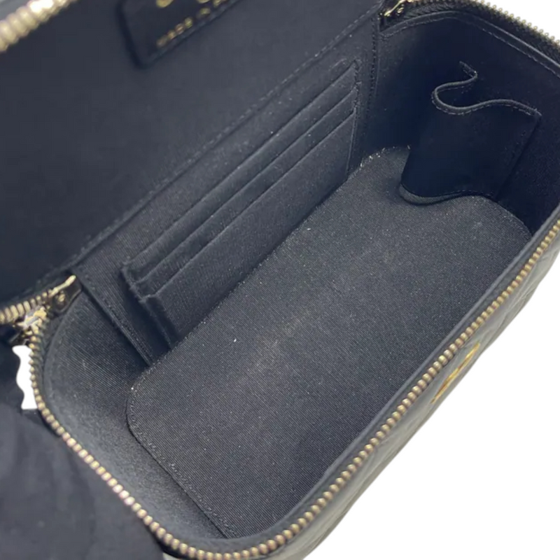 Top Handle Vanity Case Small Lambskin Black GHW