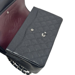 Double Flap Jumbo Caviar Quilted Black SHW