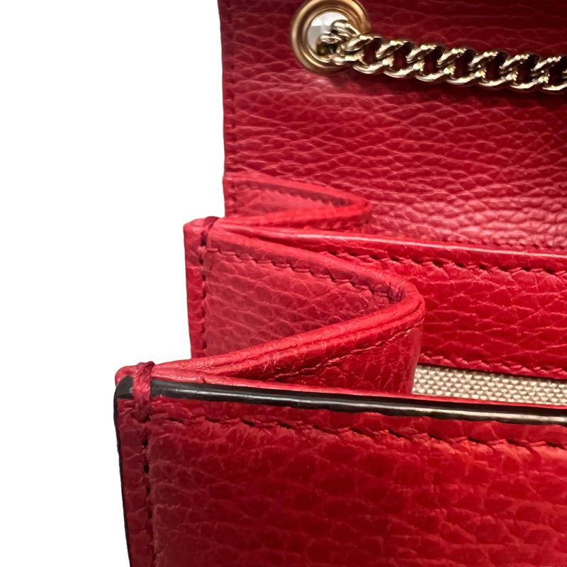 Small Interlocking GG Calfskin Red GHW