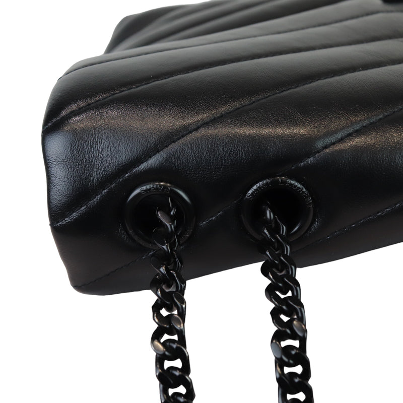 Loulou Chain Satchel Medium Calfskin Y Quilted Black BHW