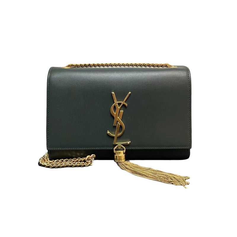 Kate Tassel Small Calfskin Green GHW