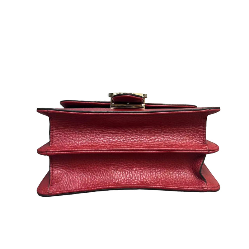 Small Interlocking GG Calfskin Red GHW