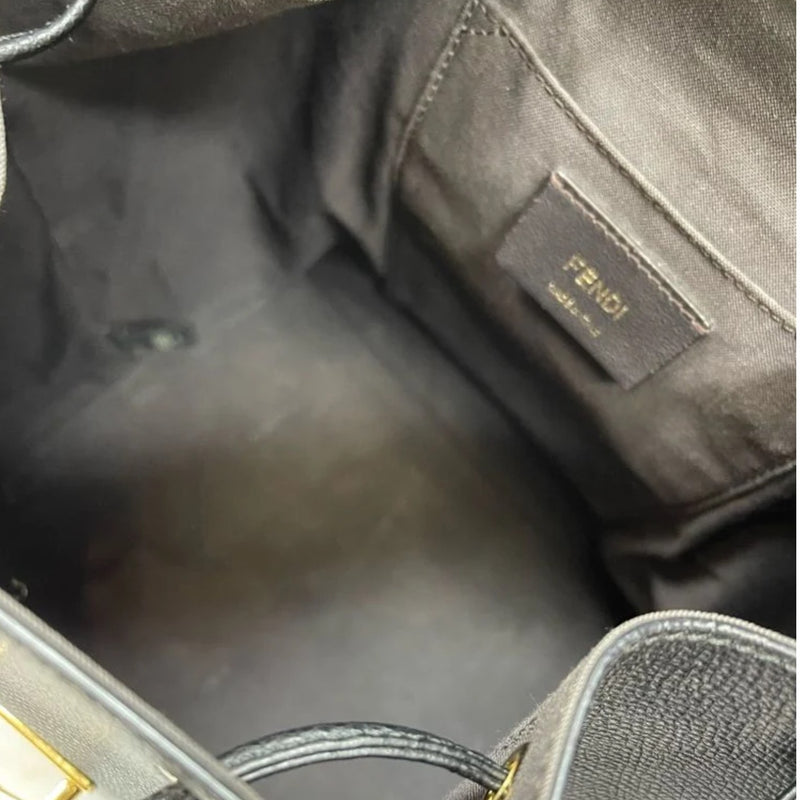 Fendi F is Fendi Drawstring Backpack Vitello Cruise Black GHW