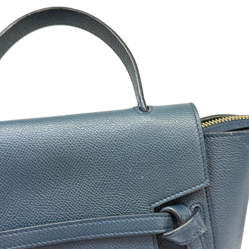 Nano Belt Bag Grained Calfskin Blue GHW
