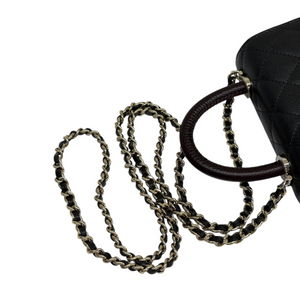 Coco Handle Clutch With Chain Caviar Quilted Black GHW