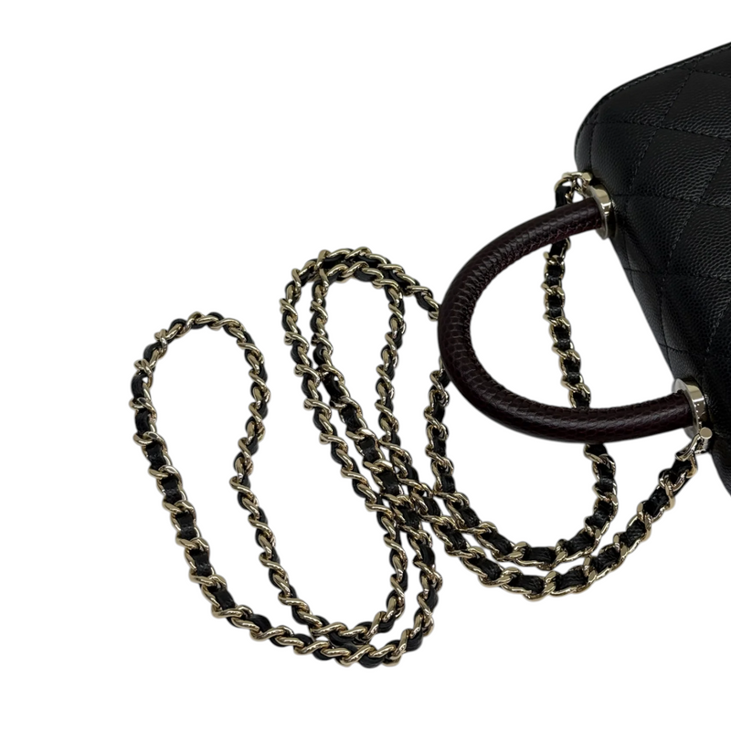 Coco Handle Clutch With Chain Caviar Quilted Black GHW