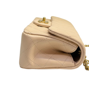 Single Flap with Flower Lock Small Lambskin Nude Pink GHW