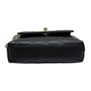 Coco Handle Clutch With Chain Caviar Quilted Black GHW