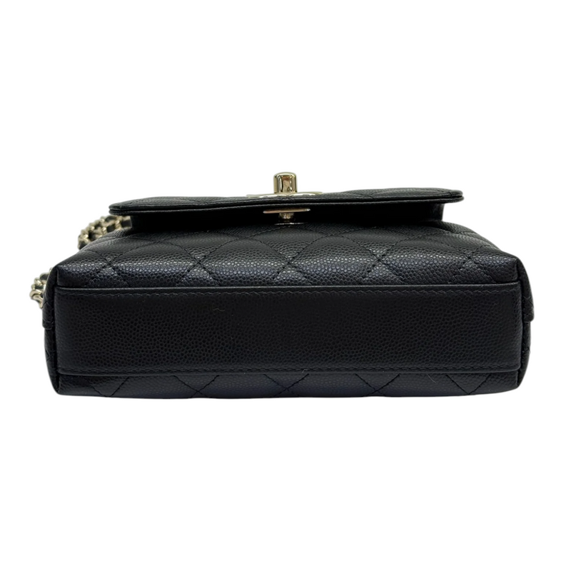 Coco Handle Clutch With Chain Caviar Quilted Black GHW