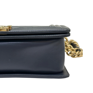 Boy Flap Medium Lambskin Quilted Dark Blue GHW