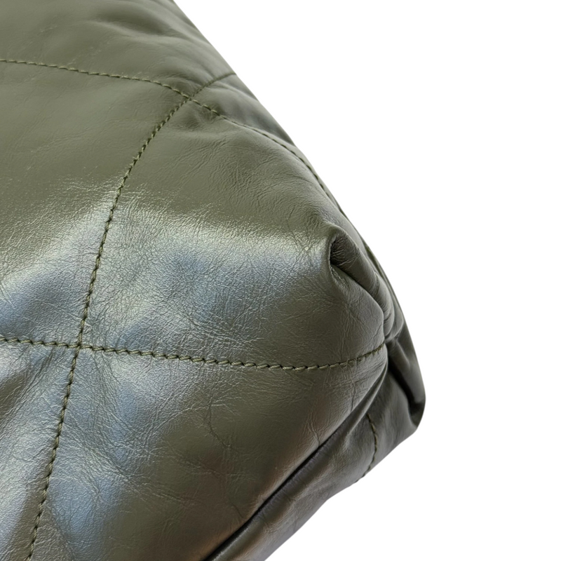 22 Medium Shiny Calfskin Quilted Green SHW
