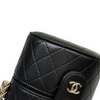 Round Vanity Case With Chain Lambskin Black GHW