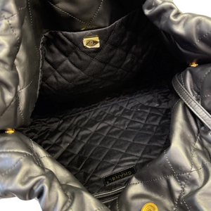 Chanel 22 Medium Shiny Calfskin Quilted Black GHW