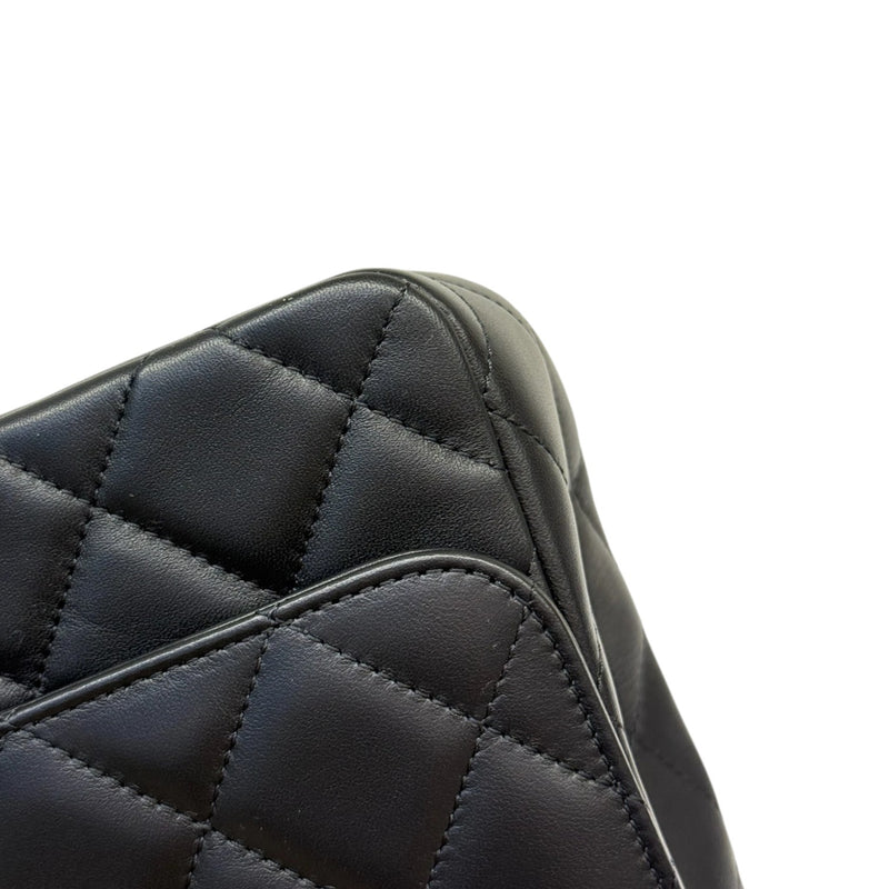 Chain Top Handle Flap Lambskin Quilted Black GHW