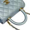 Coco Handle Flap Extra Mini Iridescent Caviar Light Blue GHW
