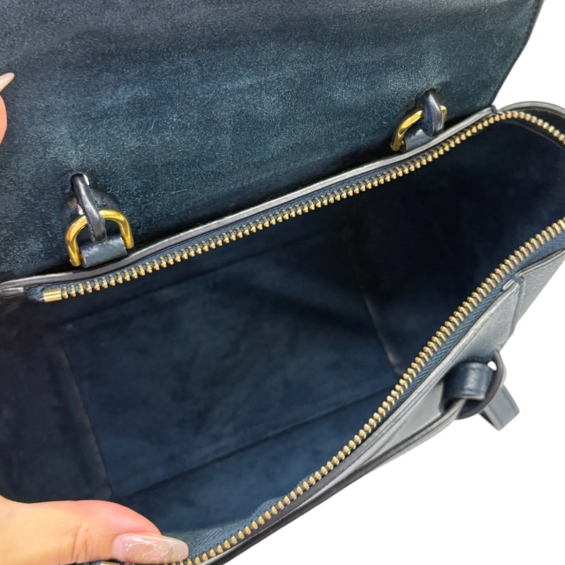 Nano Belt Bag Grained Calfskin Blue GHW