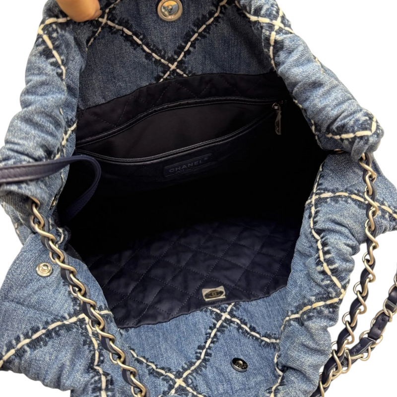 22 Medium Denim Quilted Stitched Blue SHW