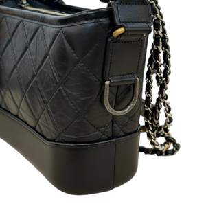 Gabrielle Hobo Small Aged Calfskin Quilted Black MHW