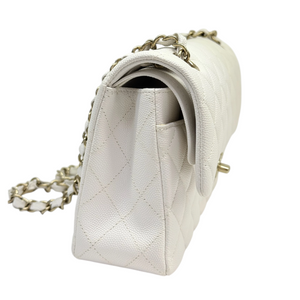 Classic Double Flap Small Caviar Quilted White GHW