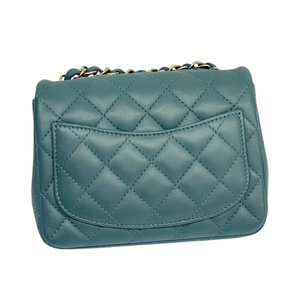 Square Flap Mini Lambskin Quilted Green LGHW