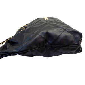 Chanel 22 Medium Shiny Calfskin Quilted Black GHW