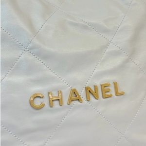 Small Shiny Calfskin Quilted Light Grey GHW