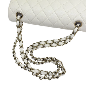 Classic Double Flap Small Caviar Quilted White GHW