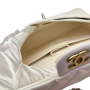 Classic Double Flap Small Caviar Quilted White GHW
