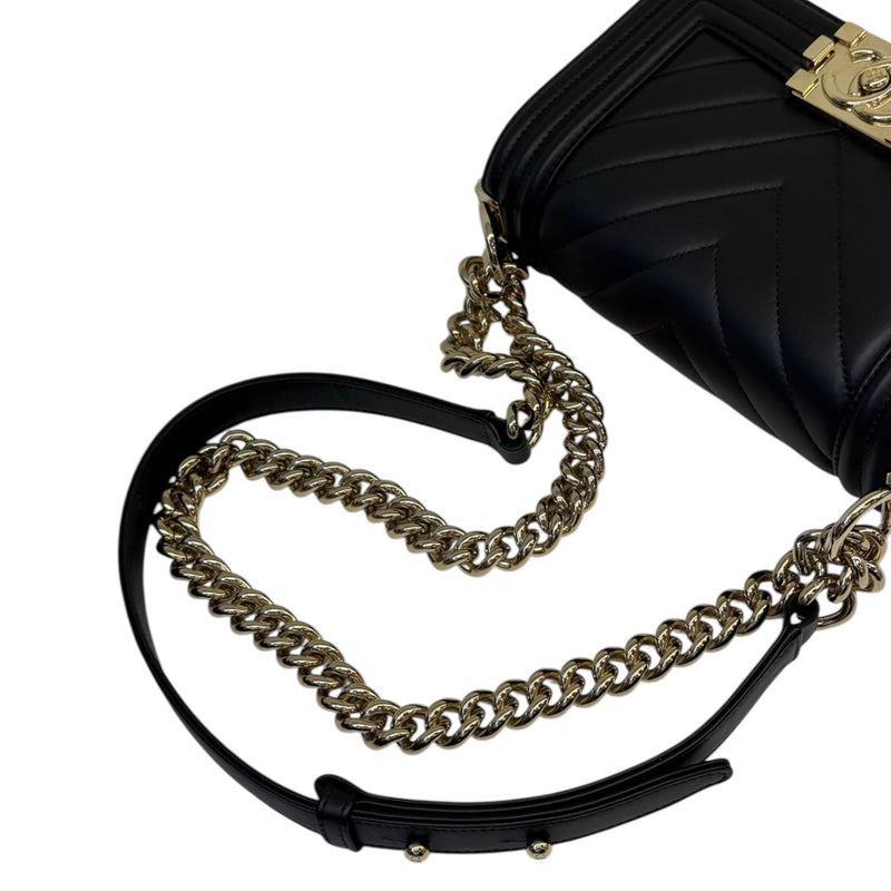 Boy Flap Small Calfskin Chevron Quilted Black GHW